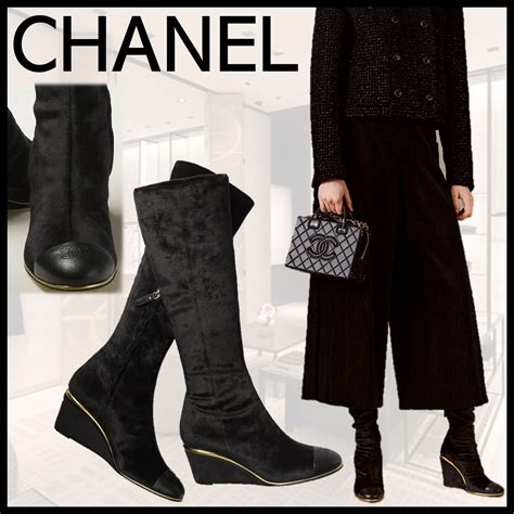 chanel boots velvet.